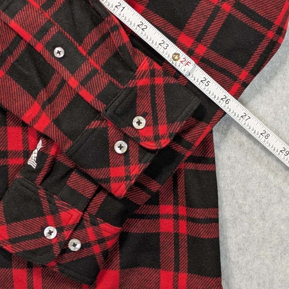 NWT Chubbies The Lumberjack Plaid Flannel Cross Stitch Overshirt Mens M Red - Picture 10 of 12